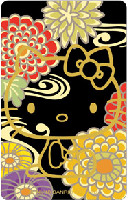 HELLO KITTY和風悠遊卡-金邊富貴