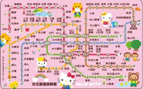 HELLO KITTY台北捷運路網圖悠遊卡