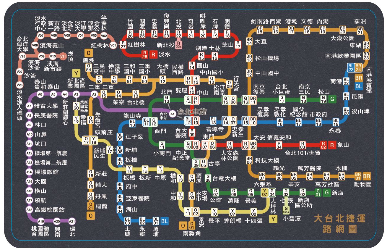 大台北捷運路網圖悠遊卡-黑卡