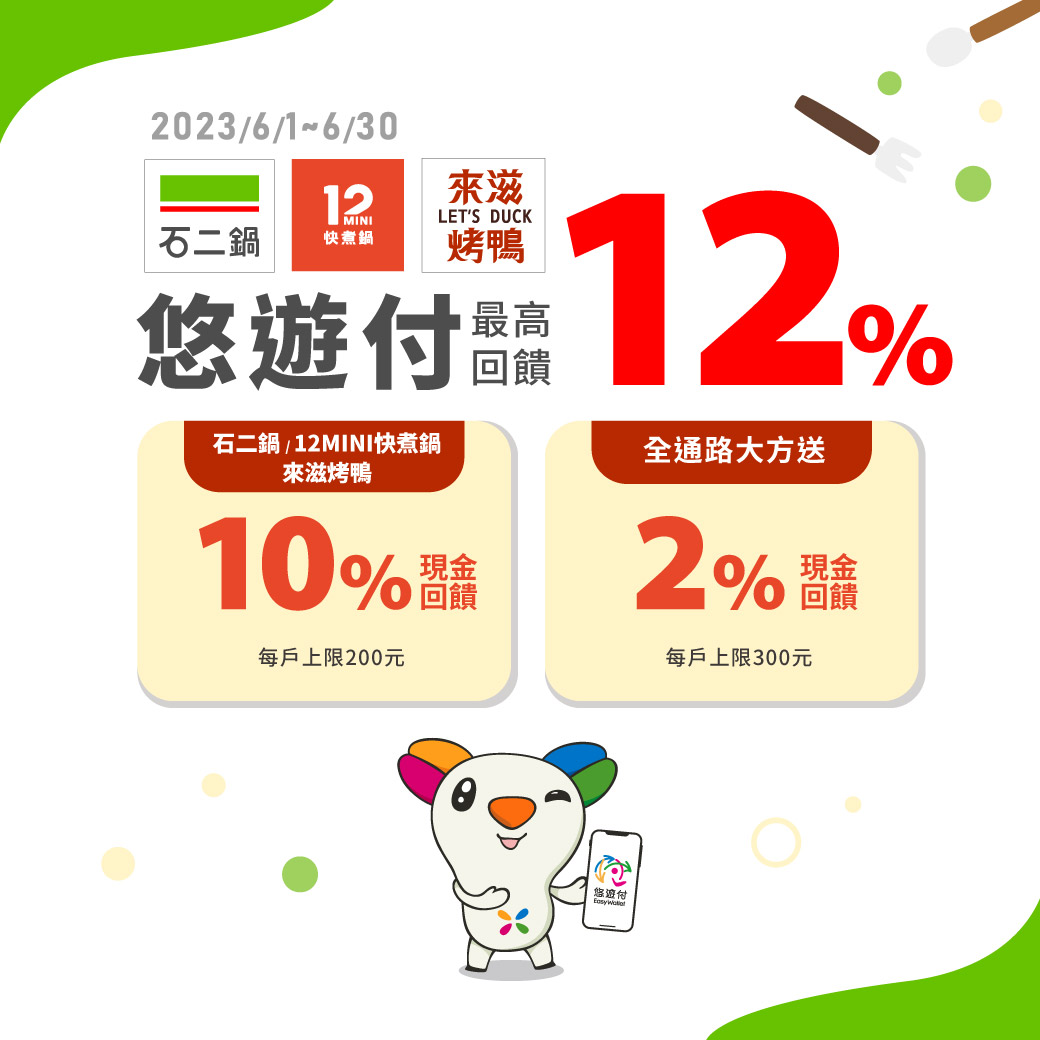 石二鍋/12MINI悠遊付上線 祭出最高12%回饋
