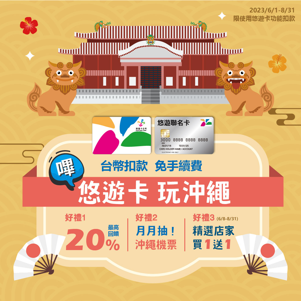 沖繩嗶悠遊最高回饋20% 月月再抽來回機票