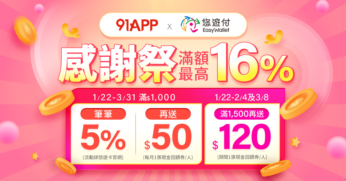 除舊佈新迎新春！ 悠遊付攜手17家電商推出5-16%回饋