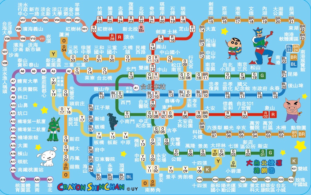 捷運路網圖悠遊卡-動感超人蠟筆小新