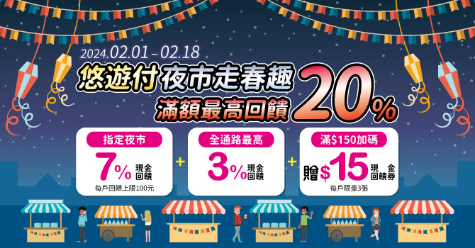 夜市走春 用悠遊付最高享20%回饋
