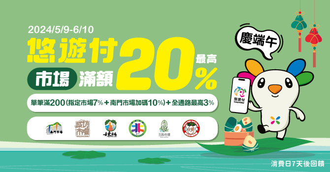 悠遊付慶端午 六大市場消費最高享20%回饋金