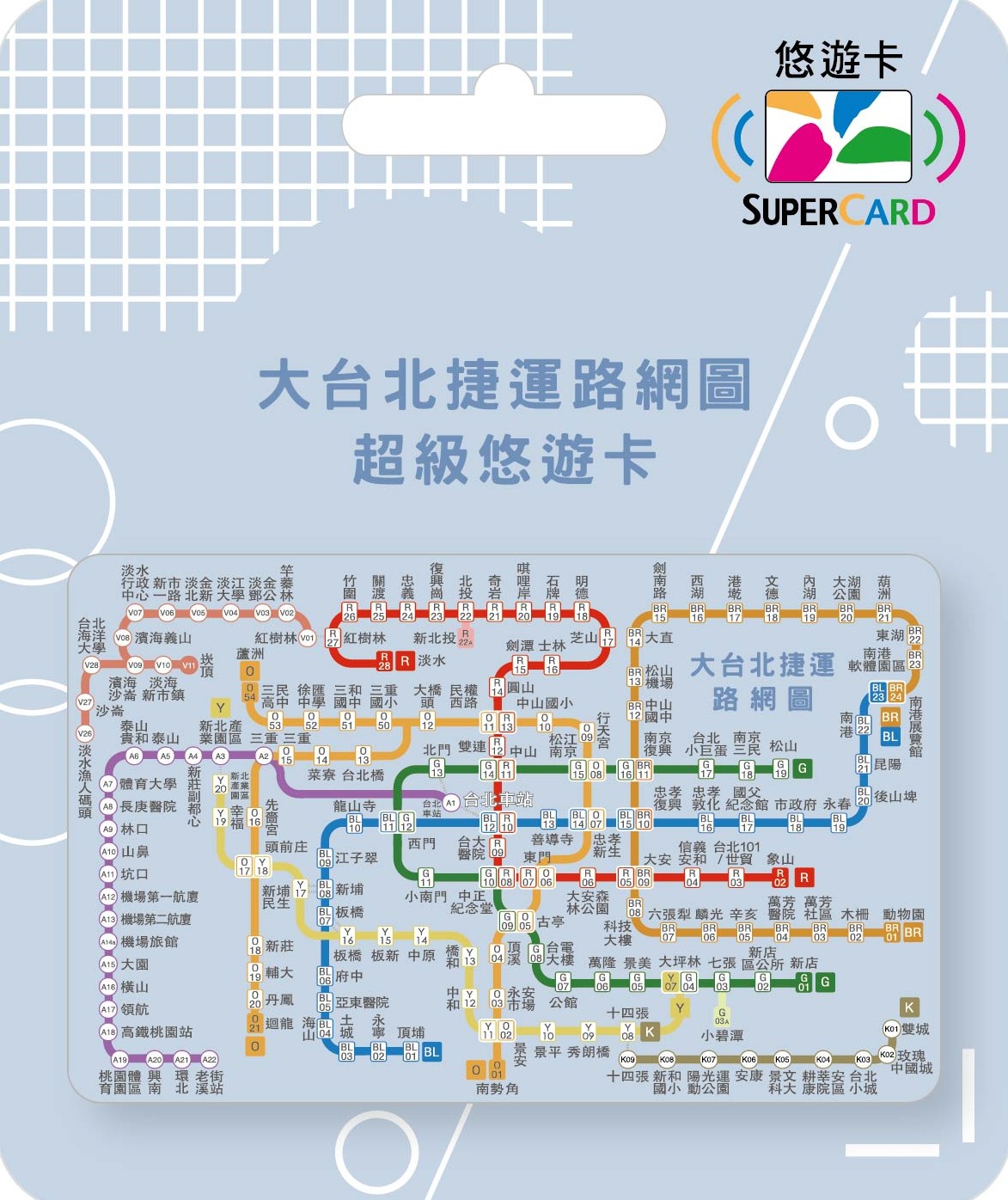大台北捷運路網圖Supercard悠遊卡-寶寶藍