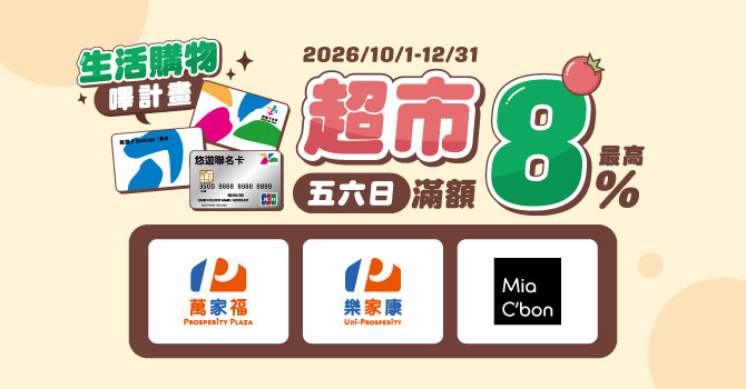悠遊卡生活購物嗶計畫 週五六日萬家福/樂家康/Mia Cbon消費滿額享最高回饋8%